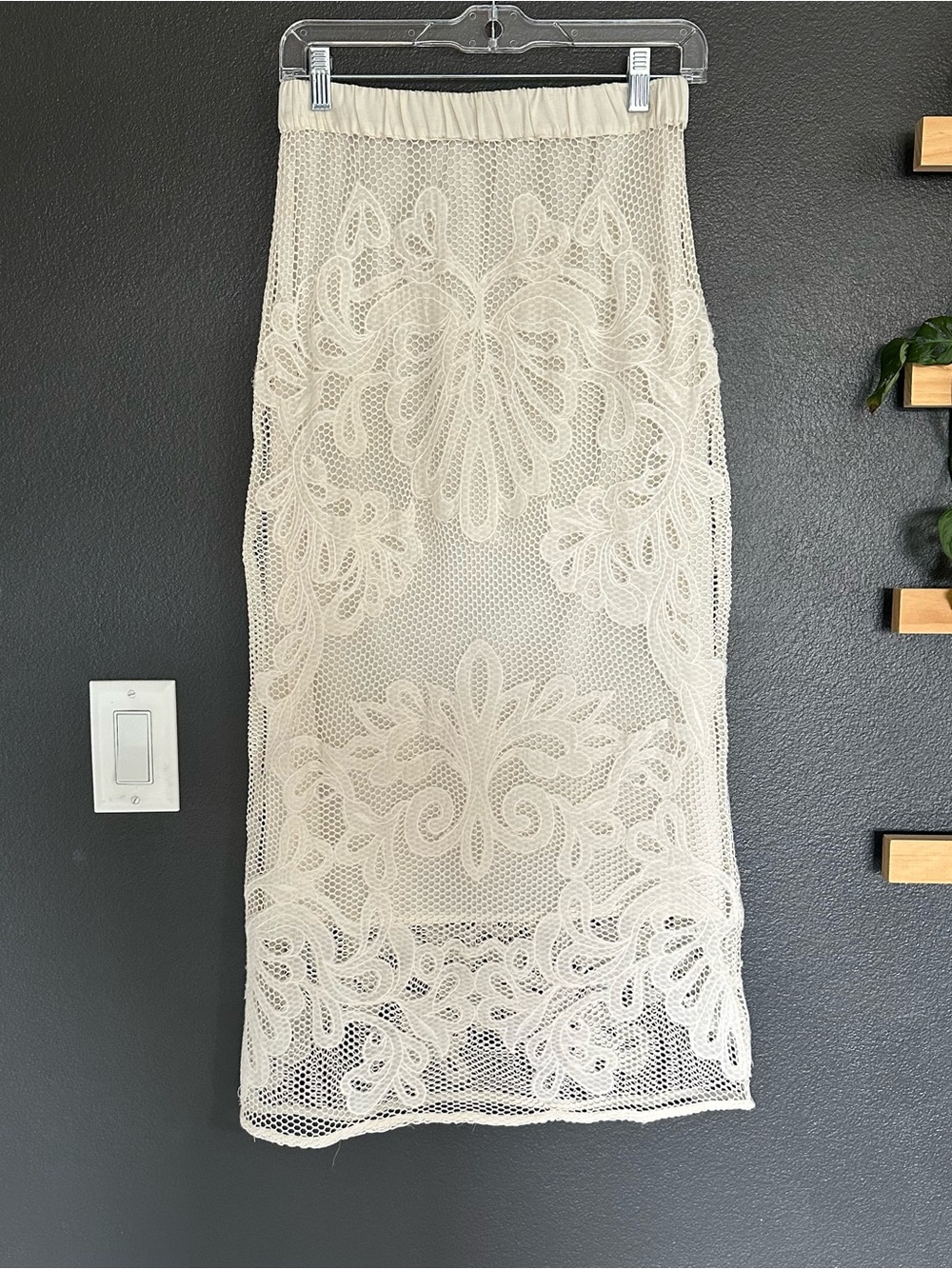 MISA Los Angeles Lace Midi Skirt w/ Detachable Liner Ivory Boho Sz S NWT - Picture 2 of 7